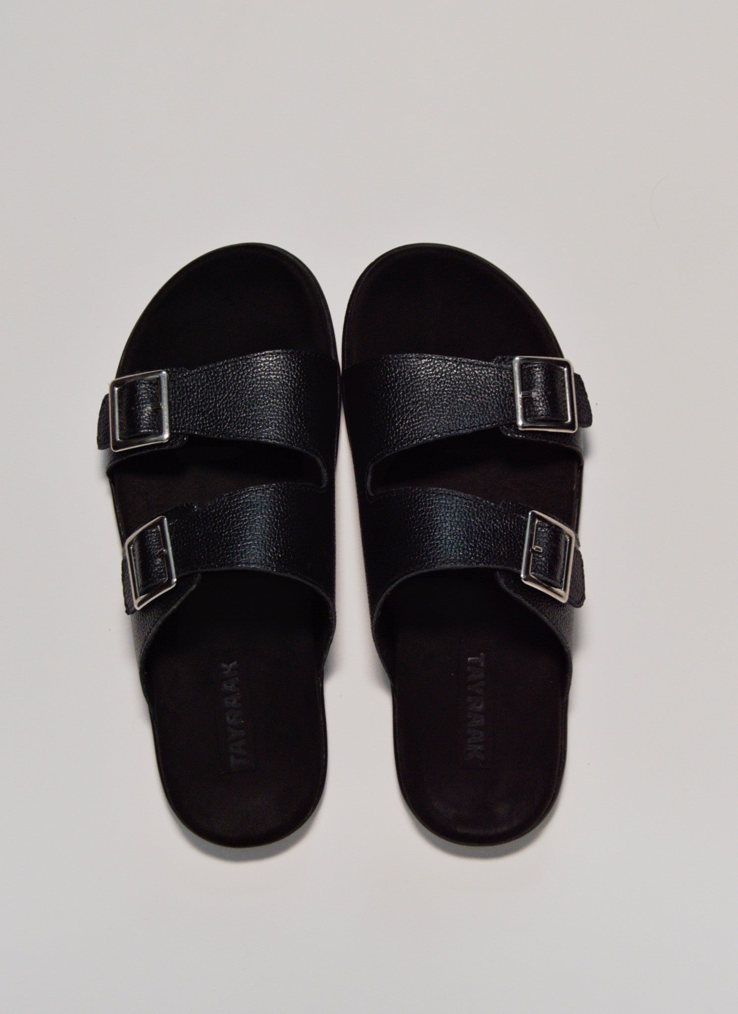 Double Strap Leather Sandal - Black