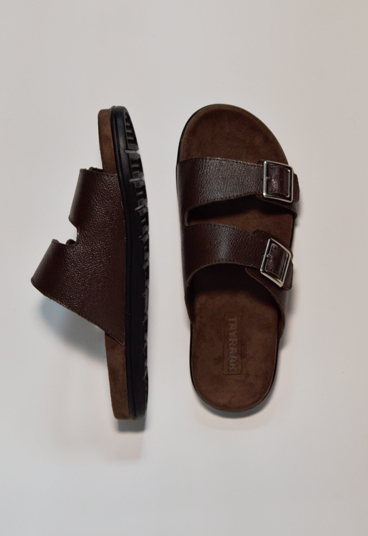 Double Strap Leather Sandal - Brown